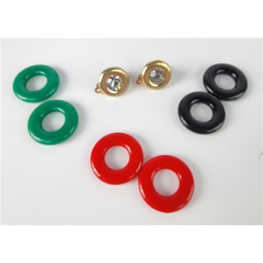 KJL for Avon Gold Crystal Clip-On Studs w/ Interchangeable Lucite Jackets